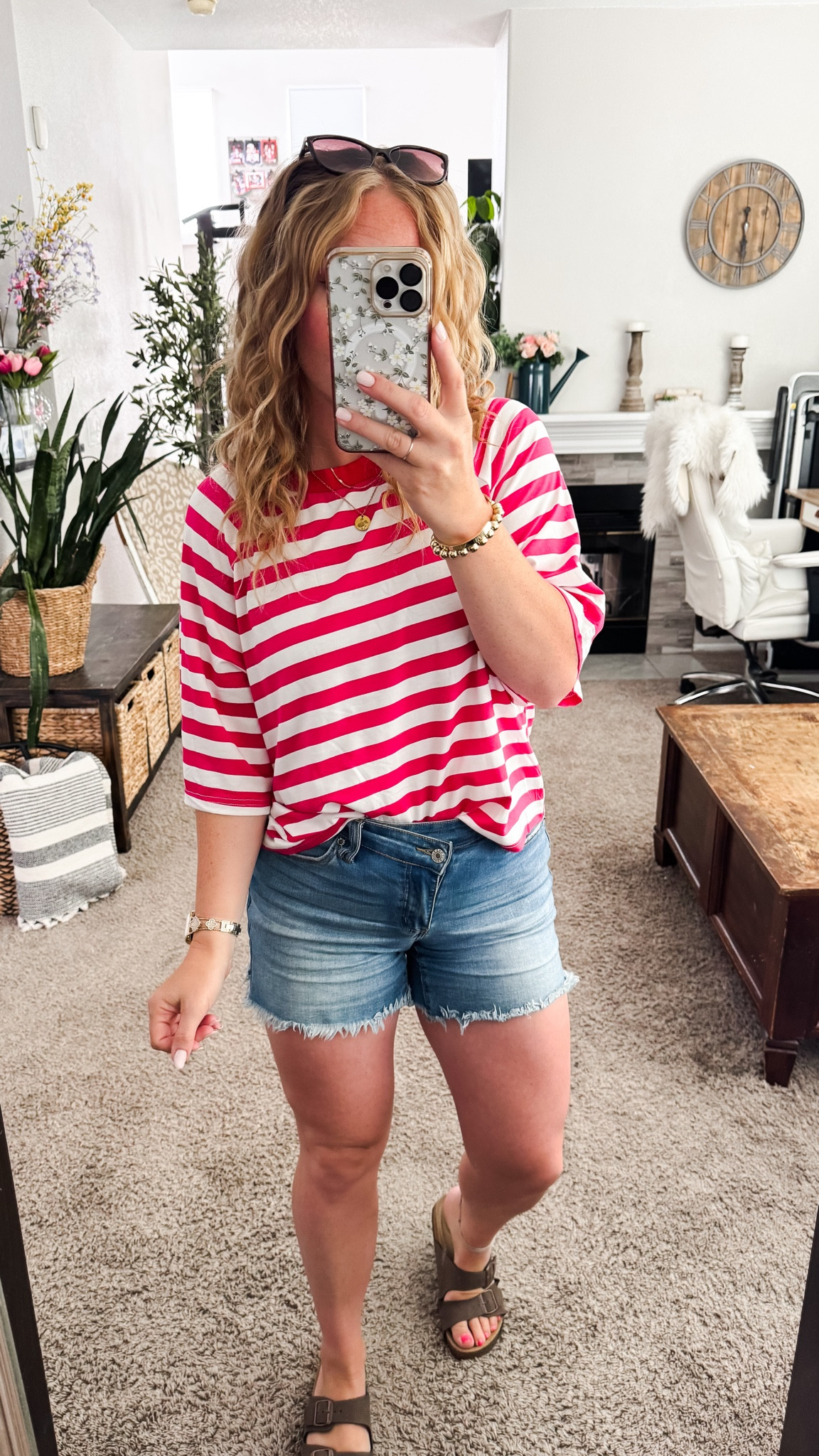Red and white striped oversized tee with denim shorts and brown footbed sandals, grab your normal size with everything! 





Amazon outfits, summer outfit inspo, outfit ideas, casual outfits amazon, amazon outfits every day, outfit ideas 2026, summer outfits, Birkenstock look for less sandals

#LTKootd #LTKSaleAlert #LTKPetite