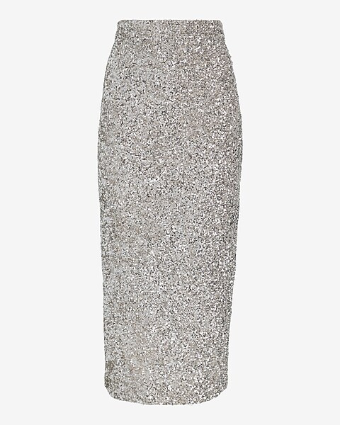 Super High Waisted Sequin Midi Pencil Skirt | Express