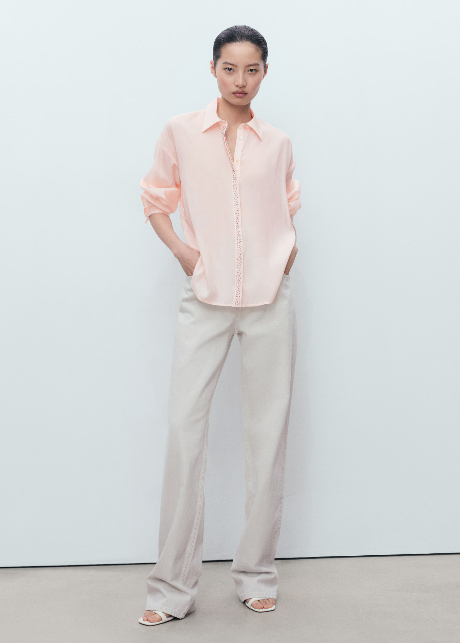 Modal shirt with rhinestones - Women | MANGO USA | Mango (US/MX/AU)