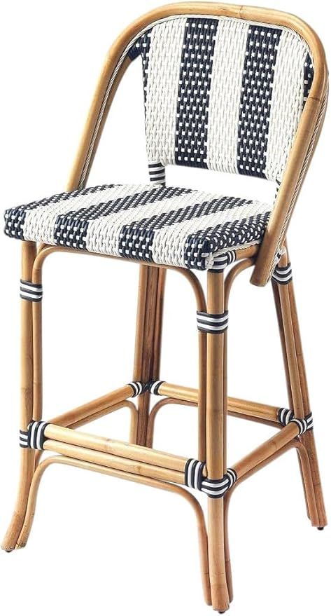 Butler Specialty Company Lila 28" High Bar Stool with Backrest - Blue and White Stripe | Amazon (US)