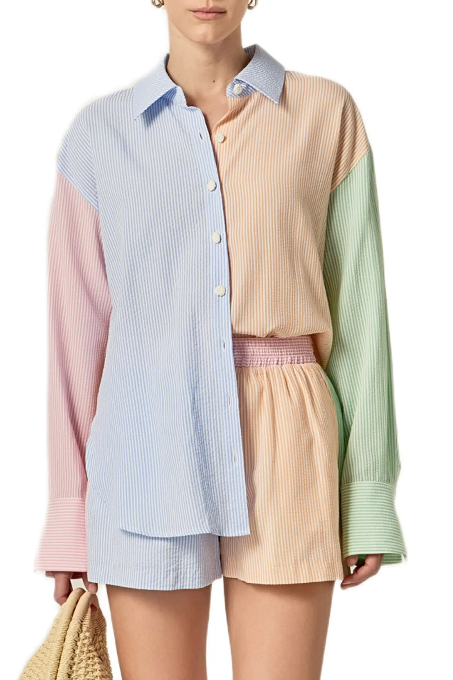 Colorblock Stripe Oversize Button-Up Shirt (Women) | Nordstrom | Nordstrom