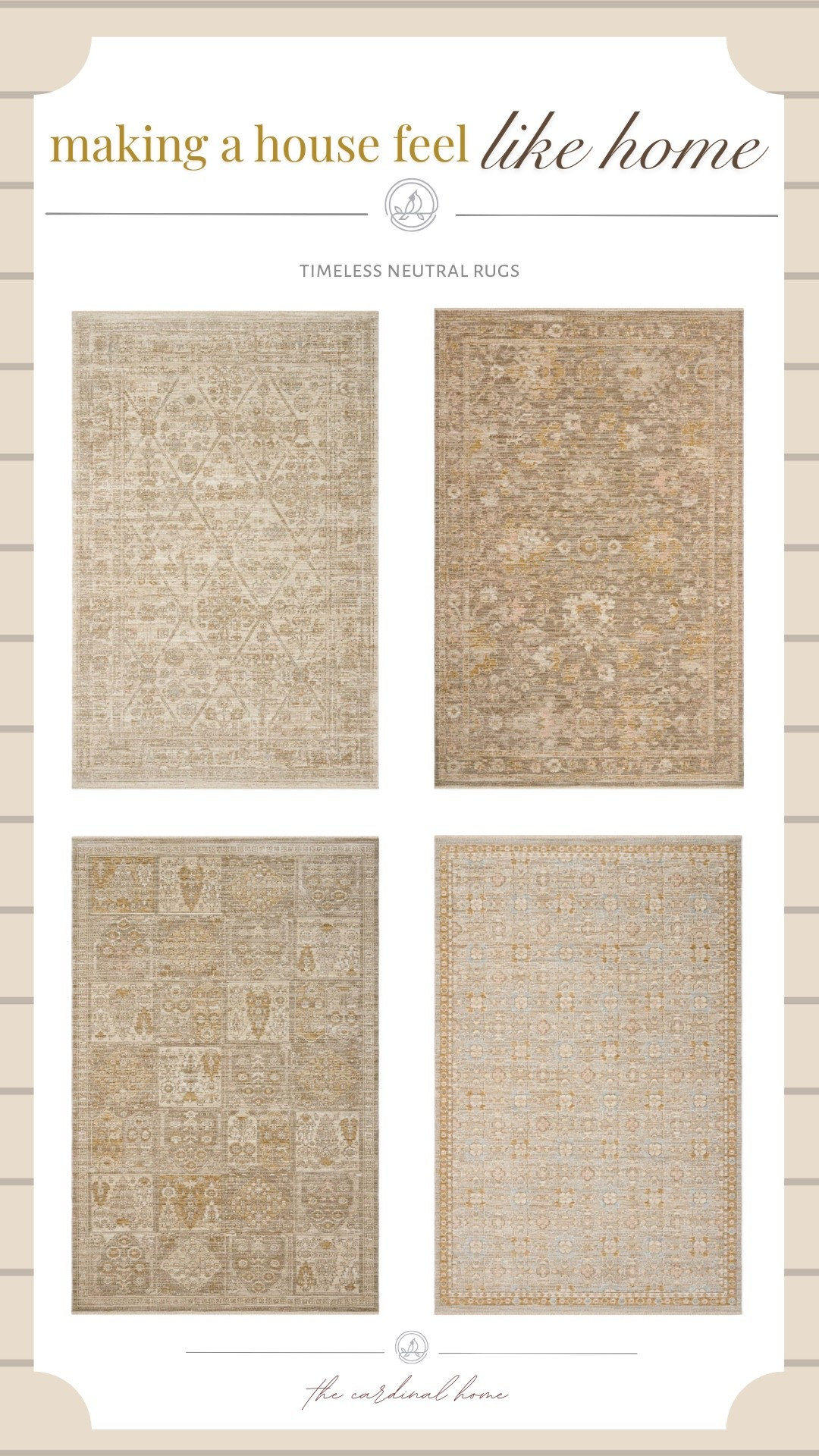 Timeless neutral rugs that make a house feel a little more like home 🤎 Sharing a few favorites for adding warmth, texture + that collected look to any room.

neutral rugs, area rugs, living room rug, bedroom rug, dining room rug, vintage inspired rug, traditional rug, neutral area rug, beige rug, brown rug, washable rug, affordable rug, large area rug, 8x10 rug, 9x12 rug, cozy home, warm neutral home, timeless home decor, traditional home decor, transitional home, living room decor, bedroom decor, home finds, home inspiration, rug roundup, neutral home decor

#LTKHome #LTKSaleAlert