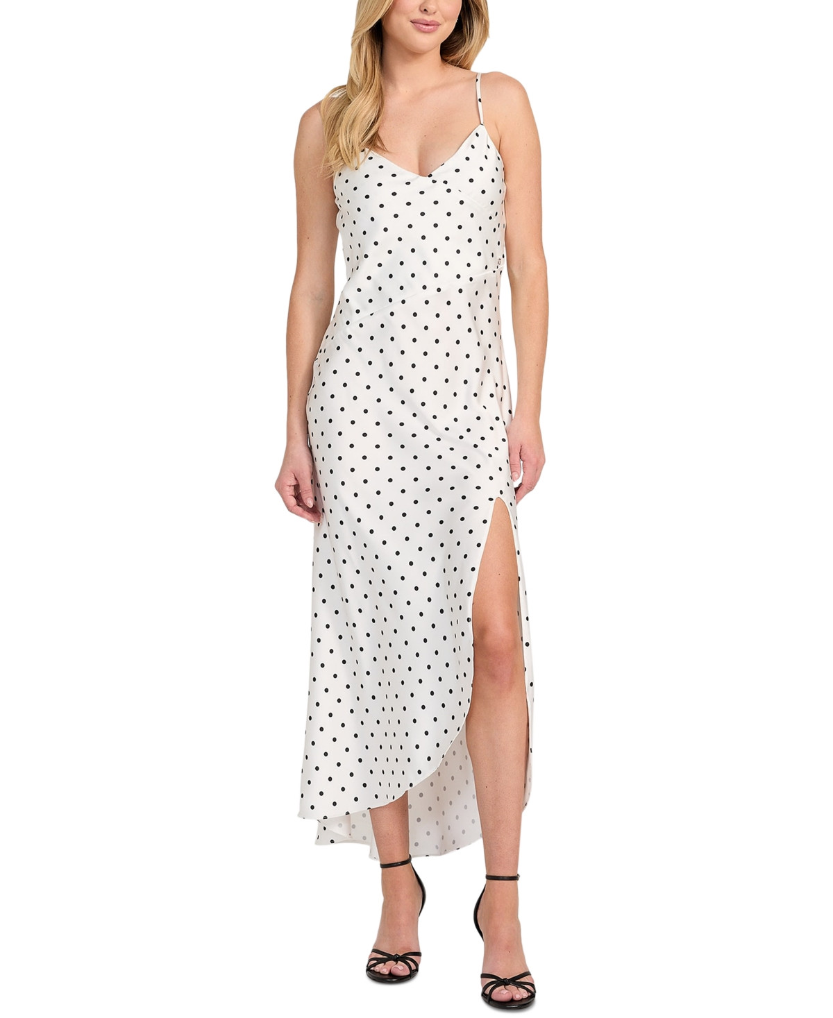 Guess Women's Cemona Printed Faux-Wrap Sleeveless Dress - MIDI WHITE BASE DOTS | Macy's