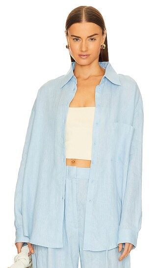 Linen Woven Shirt in Light Blue | Revolve Clothing (Global)