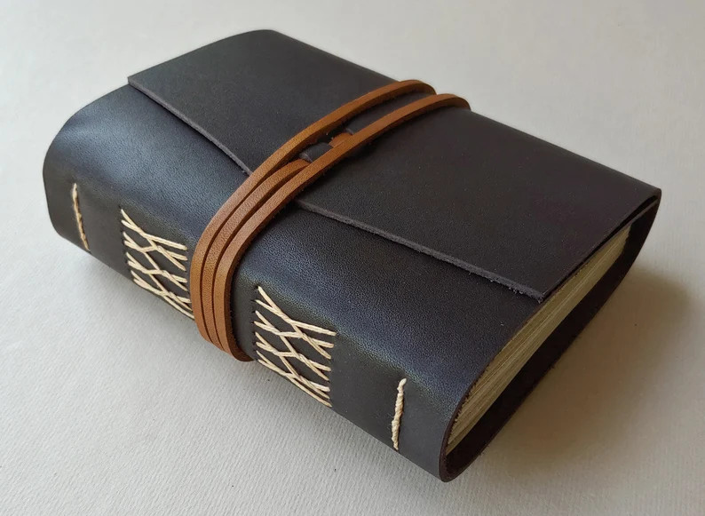 Leather Journal 4x6 320 Pages Dark Brown Leather - Etsy Canada | Etsy (CAD)