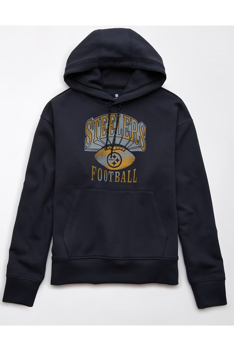 AE NFL Pittsburgh Steelers Hoodie Men's Washed Black XS | American Eagle Outfitters (US & CA)
