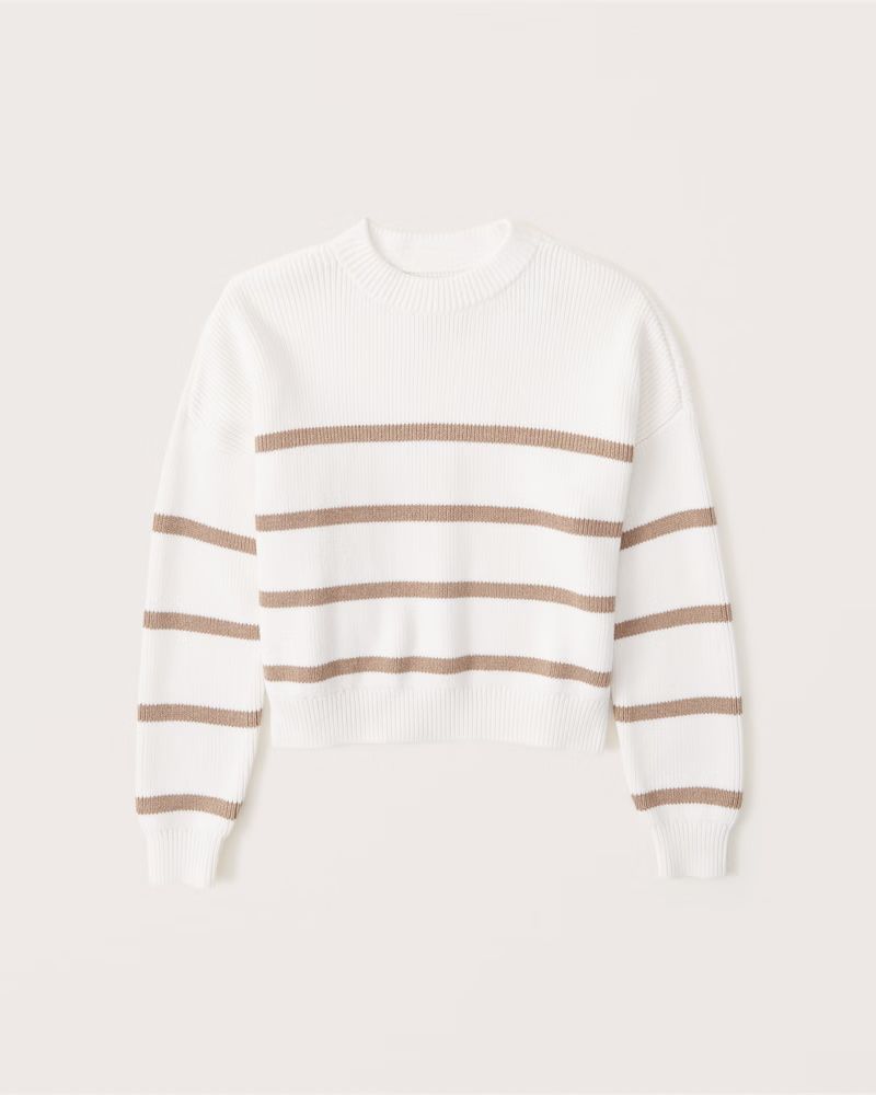 Abercrombie & Fitch Women's Striped Crewneck Sweater in White Pattern - Size M | Abercrombie & Fitch (US)