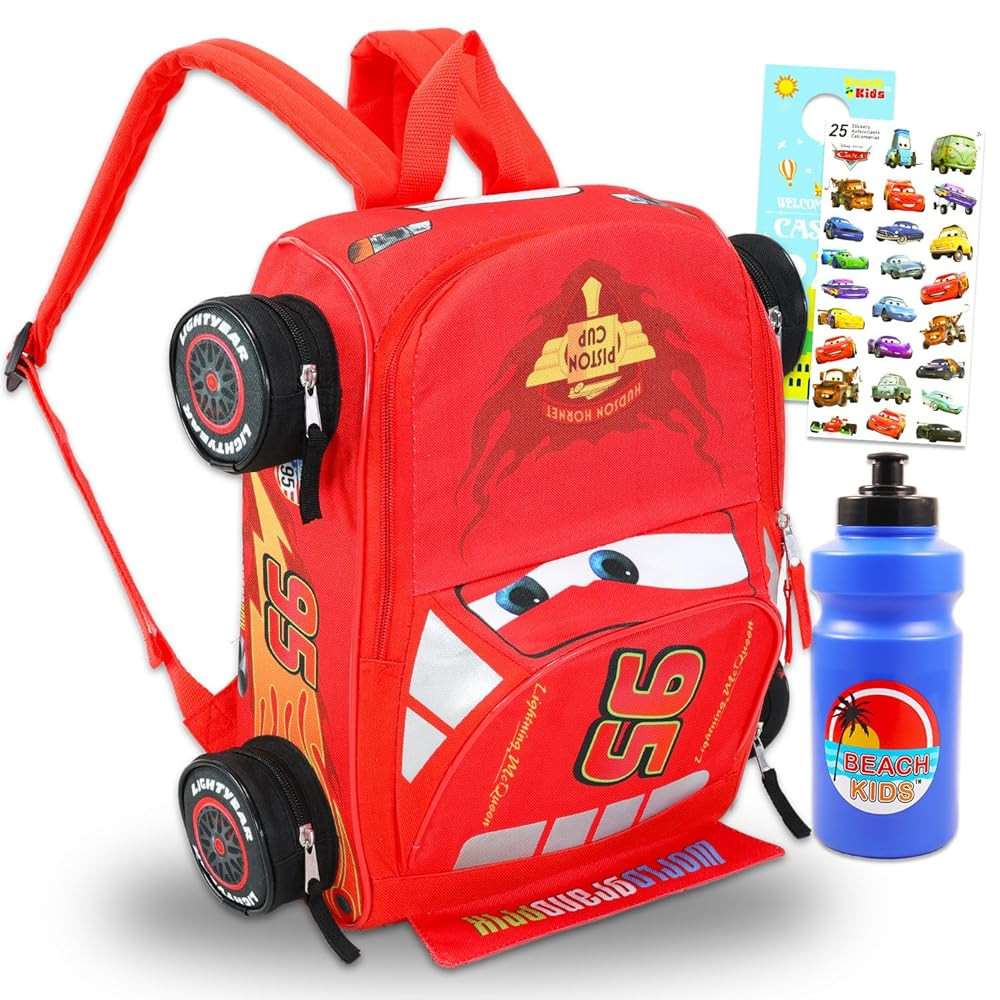 Disney Cars Mini Backpack for Kids - Bundle with 14” Lightning McQueen Backpack with Water Bott... | Amazon (US)