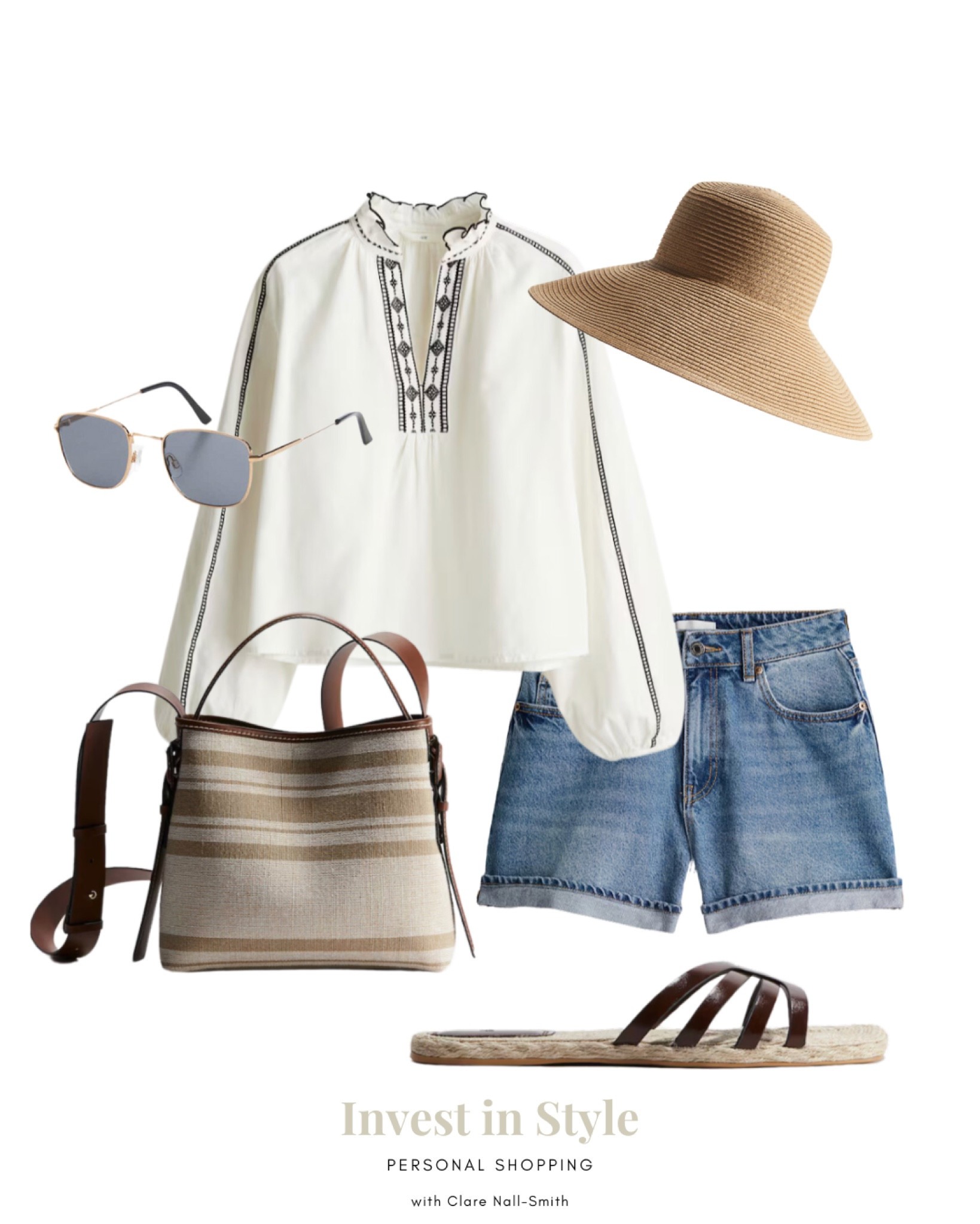 Casual summer holiday outfit 
Embroidered blouse and flattering denim shorts  

#LTKgetaway #LTKsummer #LTKuk
