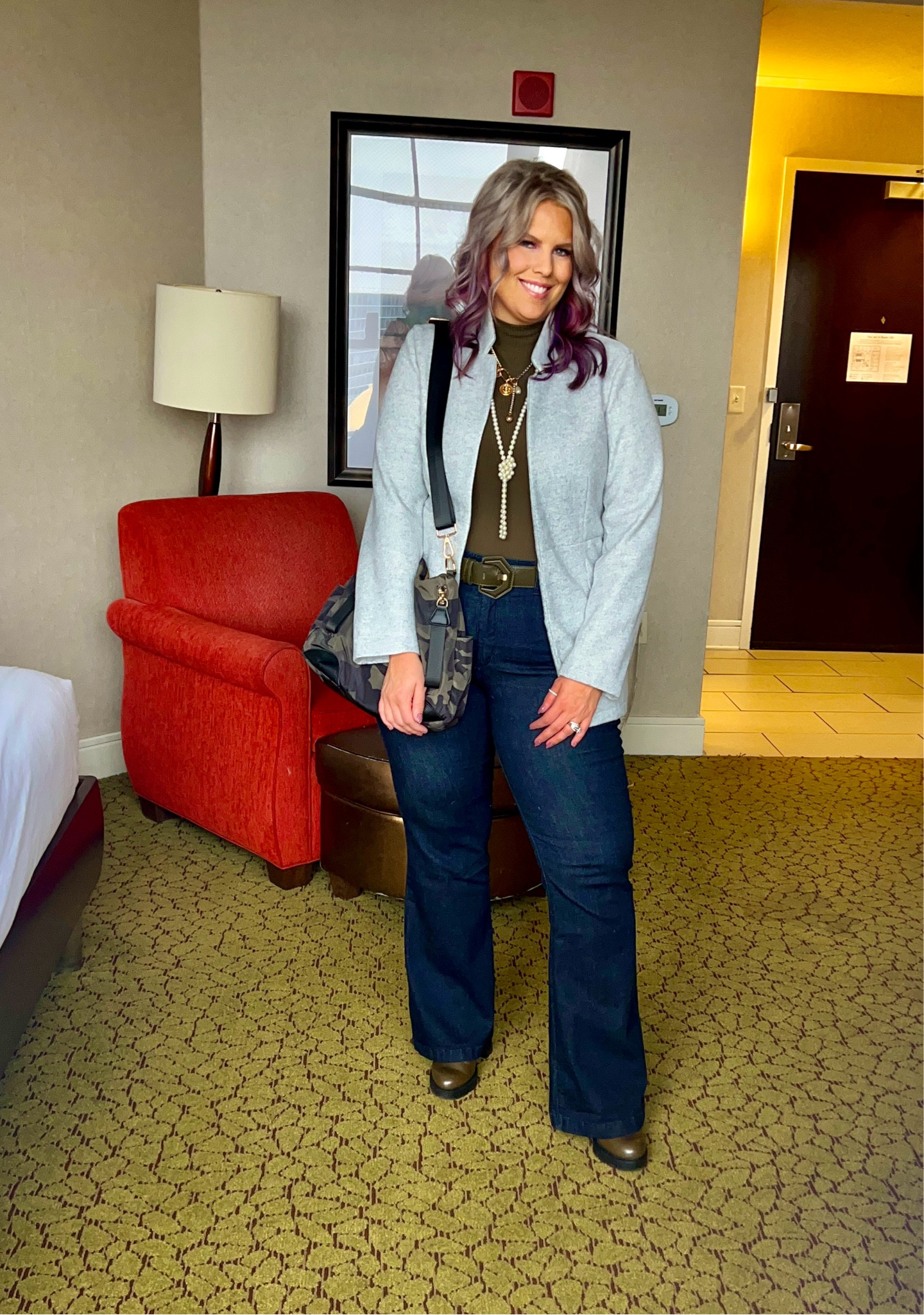 ✨SIZING•PRODUCT INFO✨
⏺ Flare Jeans // High-waisted dark denim flare jeans - on the longer side, I’m 5’6” and I need to wear heels //size 16 @walmartfashion TTS 
⏺ Ribbed bodysuit // Fitted mock neck wearing as a faux bodysuit by sizing down, olive green // sized down to L @walmartfashion 
⏺ Camo bag @amazonfashion 
⏺ Blazer // grey winter coat/blazer that’s the perfect blend of a blazer and lightweight outdoor jacket, wearing L, TTS @amazonfashion (CCTOO)

#amazon #amazonfashion amazon finds, amazon find, amazon style, amazon fashion, amazon clothing, amazon outfit, found it on amazon, amazon fashion finds, amazon summer, amazon spring, amazon fall, amazon winter, amazon outfit inspo, amazon outfit inspiration, amazon curves, amazon curvy, curvy amazon, midsize amazon, amazon midsize, amazon ootd, amazon shopping, new on amazon #workwear #work #outfit #workwearoutfit #workwearstyle #workwearfashion #workwearinspo #workoutfit #workstyle #workoutfitinspo #workoutfitinspiration #worklook #workfashion #officelook #office #officeoutfit #officeoutfitinspo #officeoutfitinspiration #officestyle #workstyle #workfashion #officefashion #inspo #inspiration #slacks #trousers #professional #professionalstyle #professionaloutfit #professionaloutfitinspo #professionaloutfitinspiration #professionalfashion #professionallook #dresspants #
#under10 #under20 #under30 #under40 #under50 #under60 #under75 #under100
#affordable #budget #inexpensive #size14 #size16 #size12 #medium #large #extralarge #xl #curvy #midsize #pear #pearshape #pearshaped
budget fashion, affordable fashion, budget style, affordable style, curvy style, curvy fashion, midsize style, midsize fashion


#LTKFindsUnder50 #LTKMidsize #LTKWorkwear