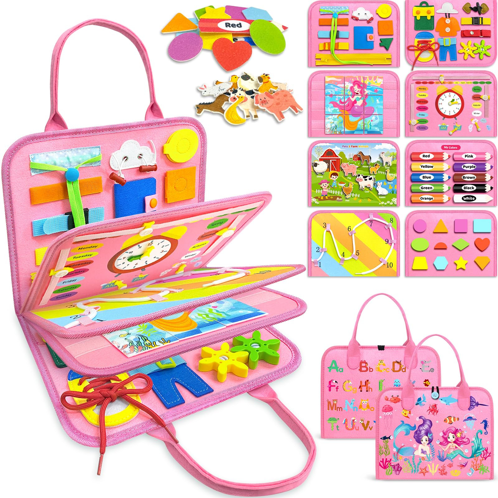Gojmzo Busy Board Montessori Toys for Toddler Girl Birthday Gifts, Busy Book Sensory Toys for Tod... | Amazon (US)