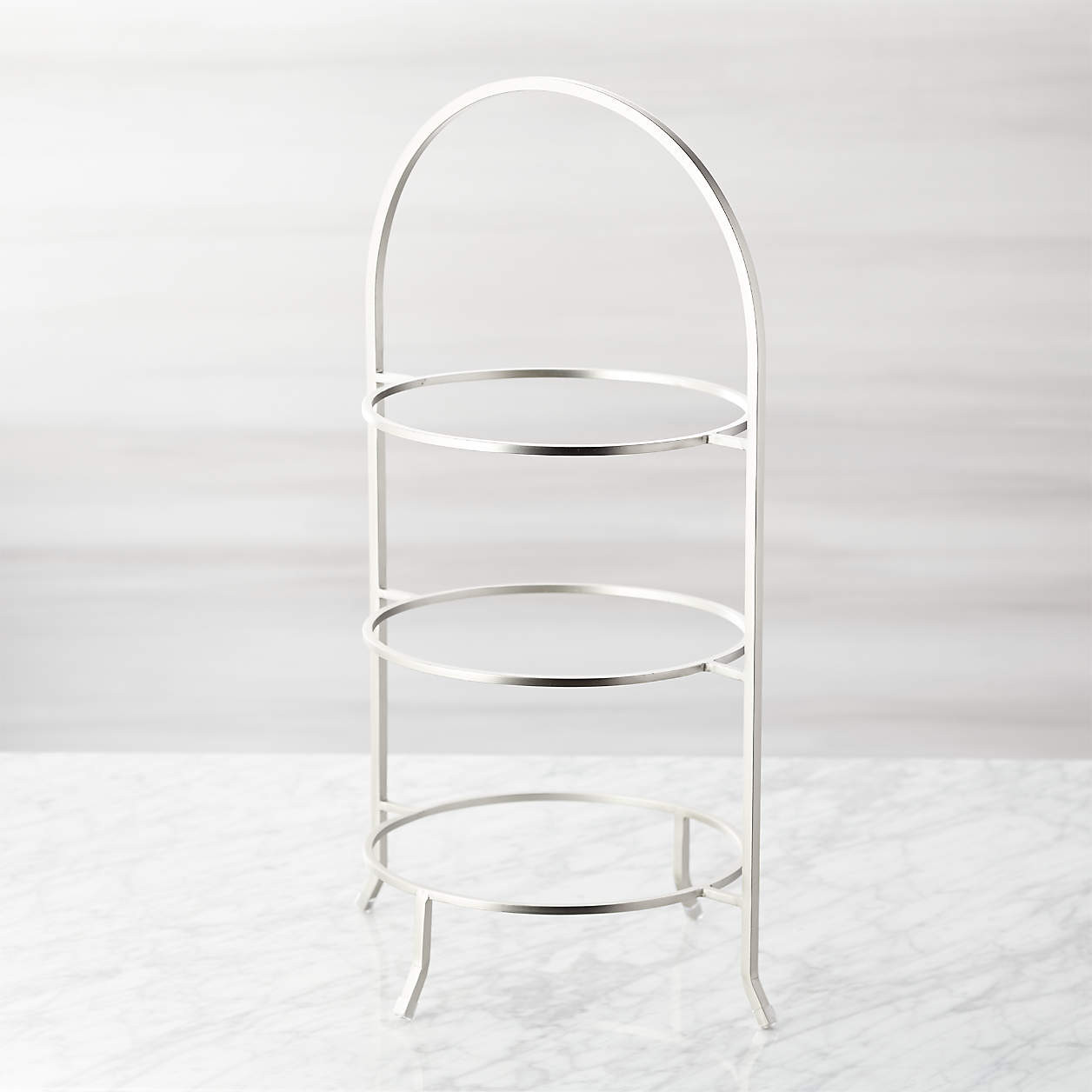 Cambridge Holiday Satin Nickel 3-Tier Stand + Reviews | Crate & Barrel | Crate & Barrel