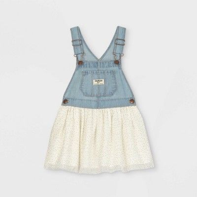 OshKosh B'gosh Toddler Girls' Denim Glitter Tulle Skirtall Dress - Blue/Cream | Target