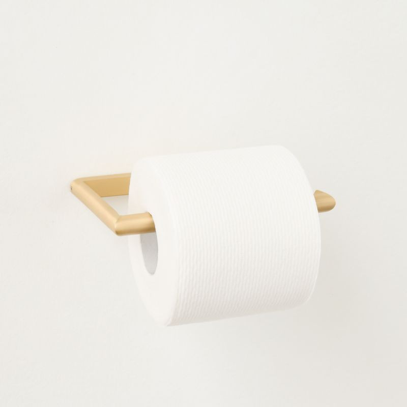 Curveaux Curved Brushed Brass Wall-Mounted Toilet Paper Holder | CB2 | CB2
