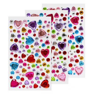 Wrapables 327pcs Acrylic Self Adhesive Crystal Rhinestone Gem Stickers, DIY, Arts & Crafts Supplies (3 sheets), Hearts | Target