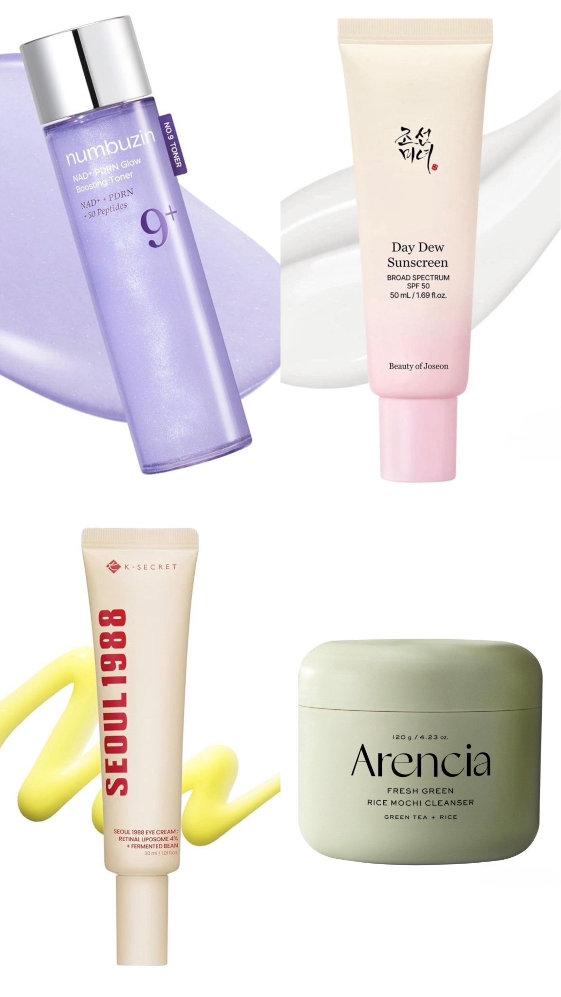 Korean & Japanese skincare finds I’m obsessed with right now 🇰🇷🇯🇵✨ (and yes… all budget-friendly)

From the most lightweight, high-protection SPF (trust me—next level compared to most US formulas), to the softest skin ever cleansers… this lineup is too good not to share.

• Double cleanse combo: the Arencia Fresh Green Rice Mochi Cleanser + Haruharu Wonder Black Rice Gentle Cleanser = clean, hydrated, glass-skin finish
• Seoul 1988 Retinol Eye Cream for smoothing + brightening under eyes
• NAD-infused toner & serum (huge right now for boosting cell renewal, improving elasticity, and giving that healthy, lit-from-within glow)

If you’ve been wanting to upgrade your skincare without spending a fortune… this is your sign.

#LTKgrwm #LTKselfcare #LTKBeauty