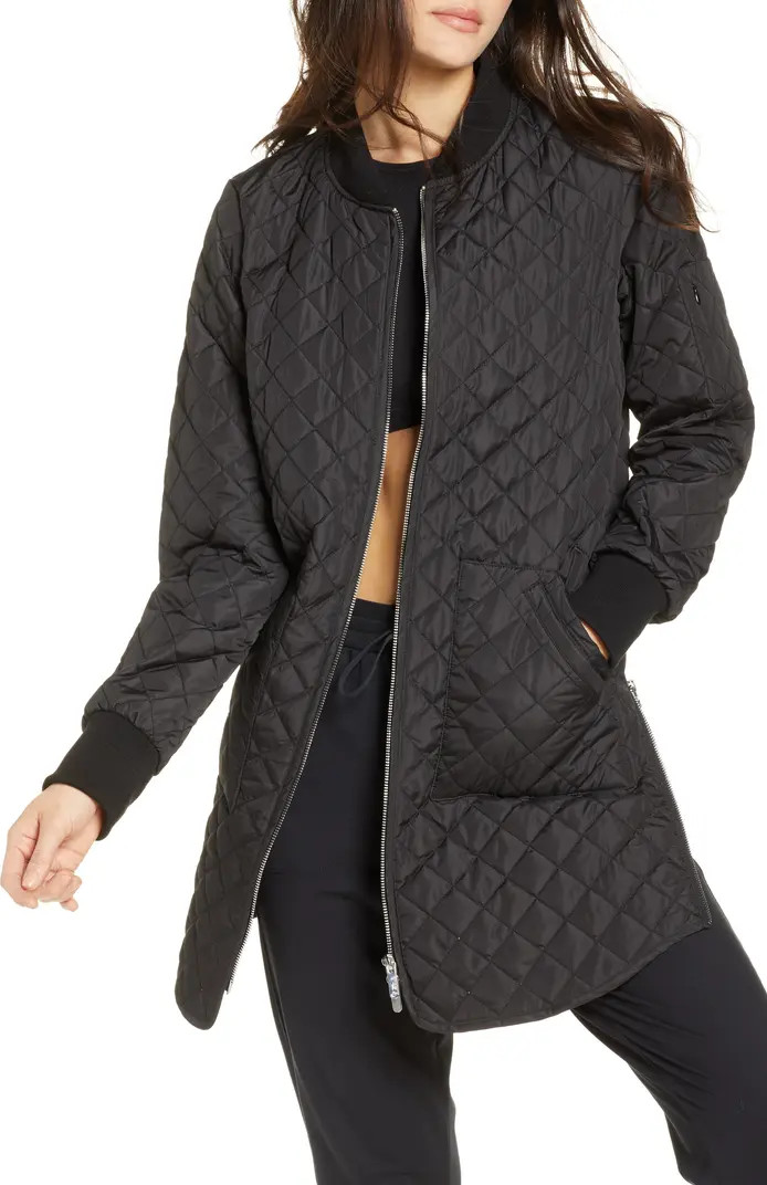 Longline Water Resistant Quilted Bomber Jacket | Nordstrom