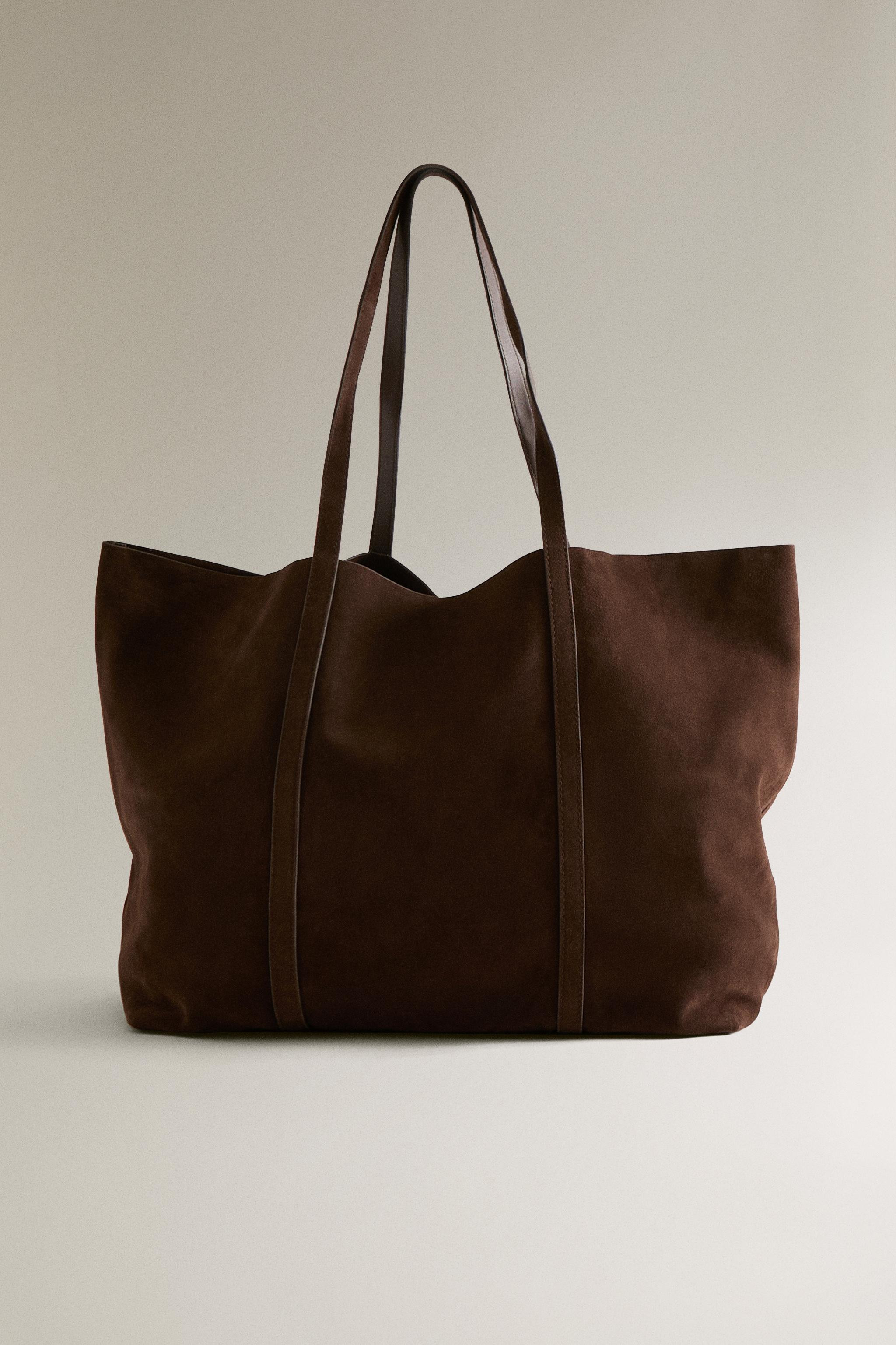 SPLIT SUEDE LEATHER TOTE BAG | Zara UK