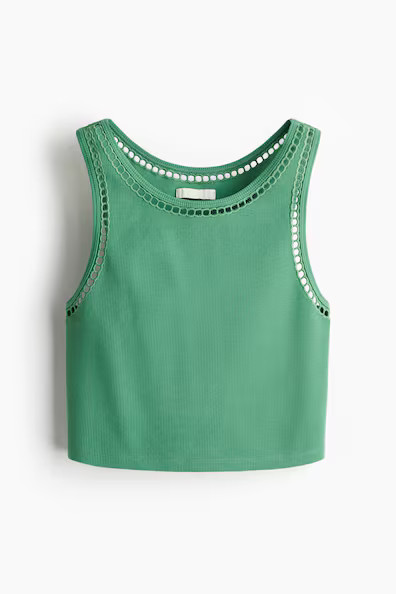 H & M - Crop Tank Top - Green | H&M (US + CA)