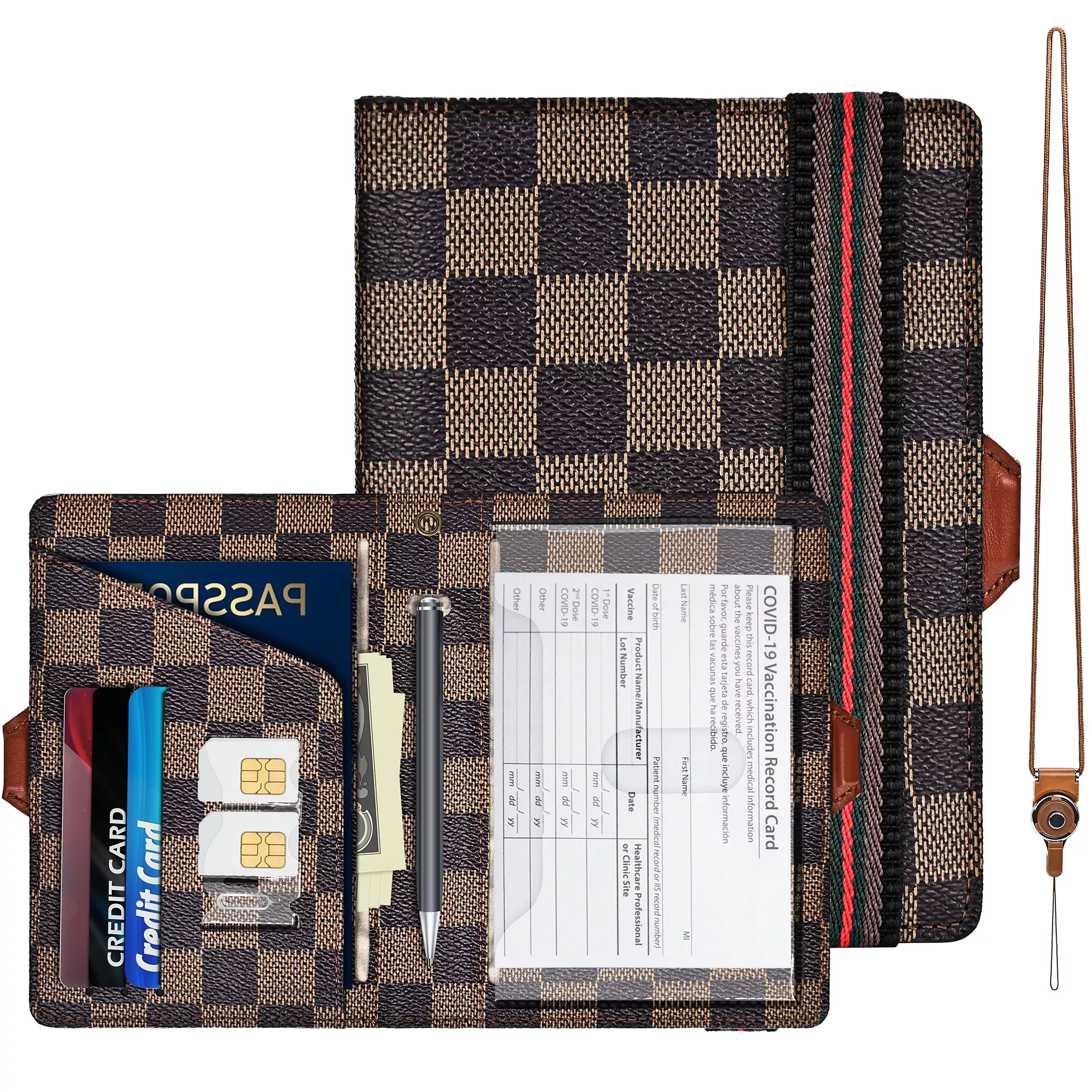 Coolmade Women's Checkered Zip Around Wallet and Phone Clutch - RFID  Blocking with Card Holder Organizer -PU Vegan Leather, White 