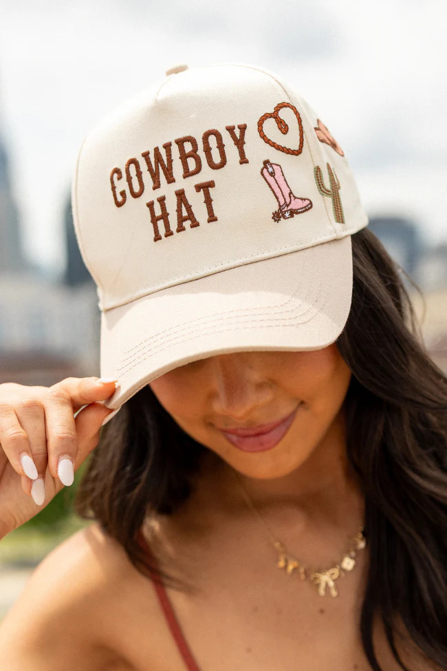 Cowboy Hat Beige Baseball Cap | Pink Lily