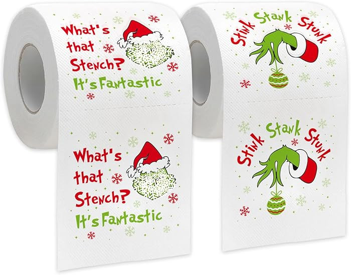Funny Christmas Toilet Paper, 2 Rolls Xmas Toilet Papers, Holiday Bathroom Decorations, Novelty W... | Amazon (US)