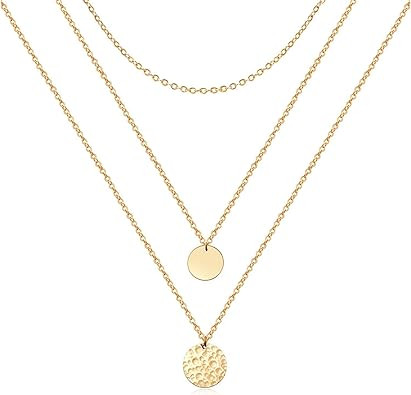 Lcherry Dainty Choker Necklace Layered Necklace Y Pendant Necklace for Women 14K Real Gold Plated | Amazon (US)