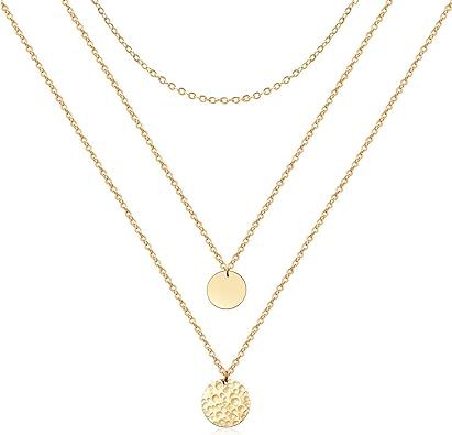 Lcherry Dainty Choker Necklace Layered Necklace Y Pendant Necklace for Women 14K Real Gold Plated | Amazon (US)