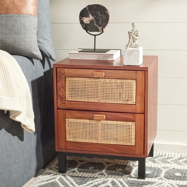 Safavieh Erica Coastal 2-Drawer Nightstand - Natural/Black | Bed Bath & Beyond