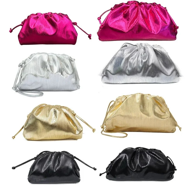Women Girl Dumpling Crossbody Bag Cloud Evening Bag Clutch Purses Drawstring Strap Ruched Shoulde... | Walmart (US)