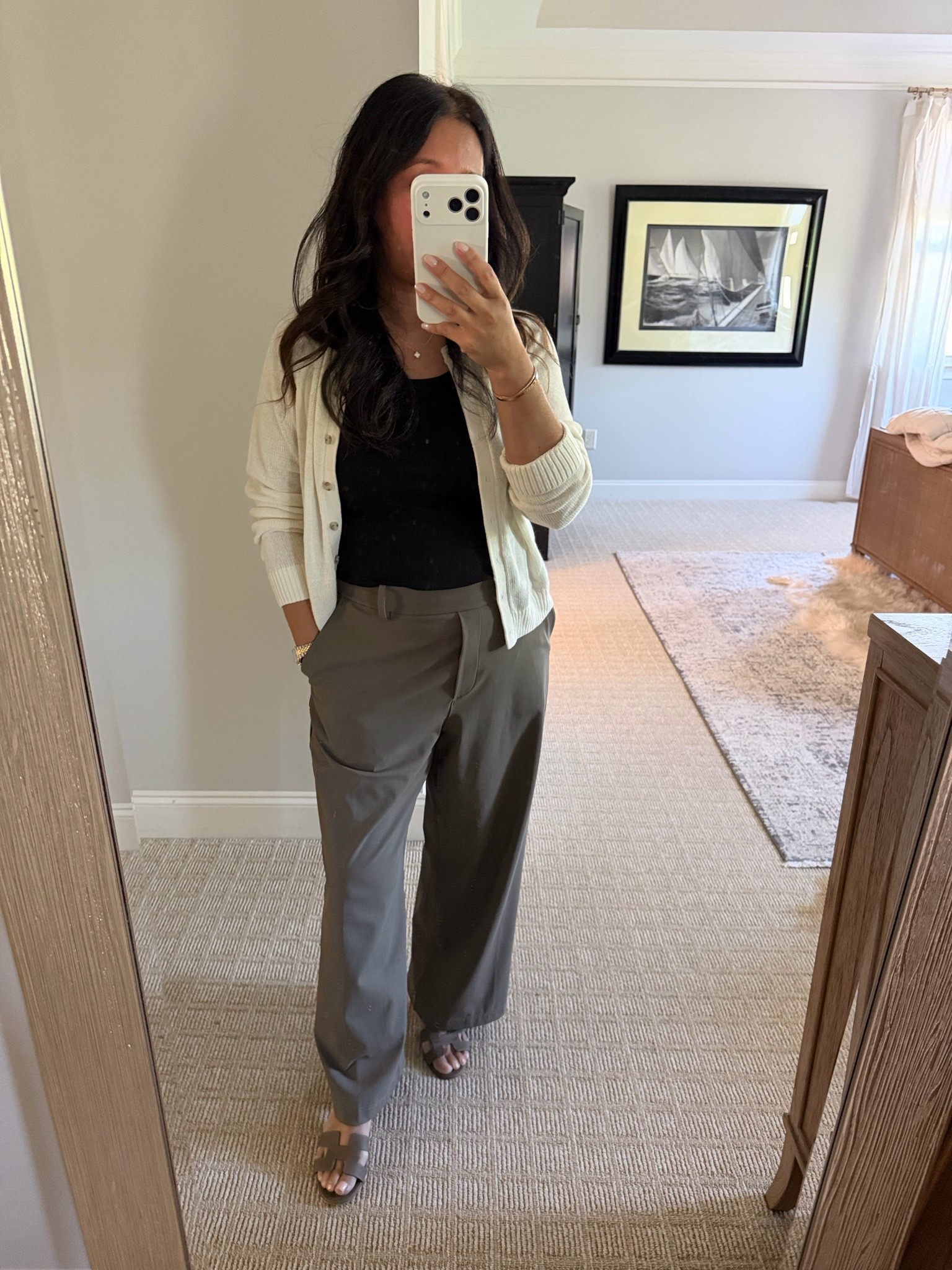 Elevated relaxed look 
Linen cardigan -medium 
Black tank- medium 
Trouser- color nomad, sized up large free hemming

#LTKootd #LTKOver40 #LTKPetite