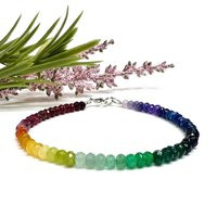 Rainbow Bracelet Beaded, Colorful Mixed Gemstone Candy Necklace, Multicolor Gem Rondelle Bead Bracelet, Multi Color Stones, Pride | Etsy (US)