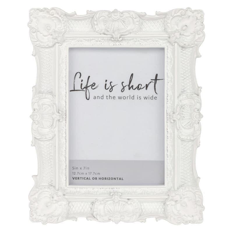 White Ornate Tabletop Picture Frame, 5x7 | At Home