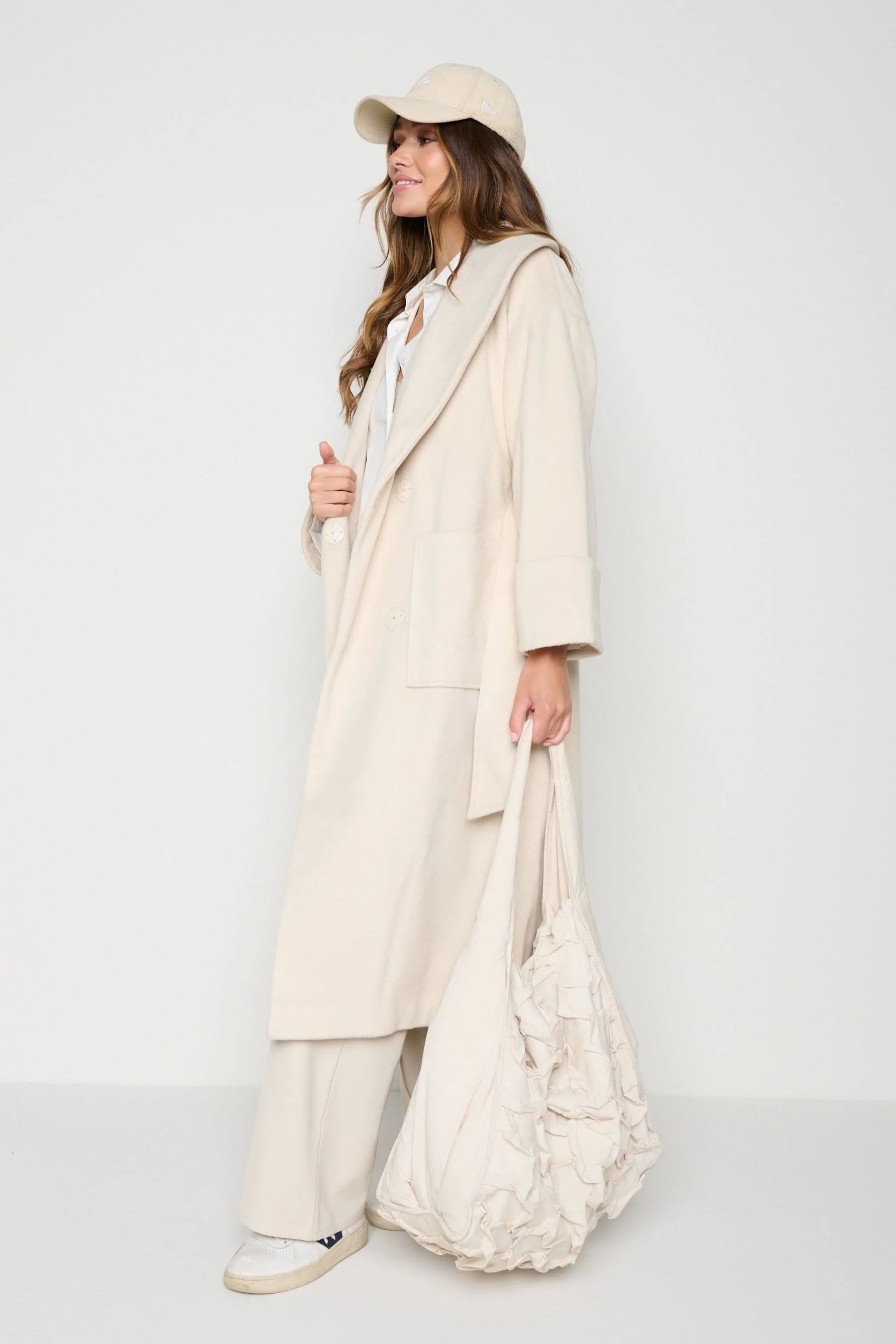 Verona Wrap Coat - Cream | Pretty Lavish (UK)