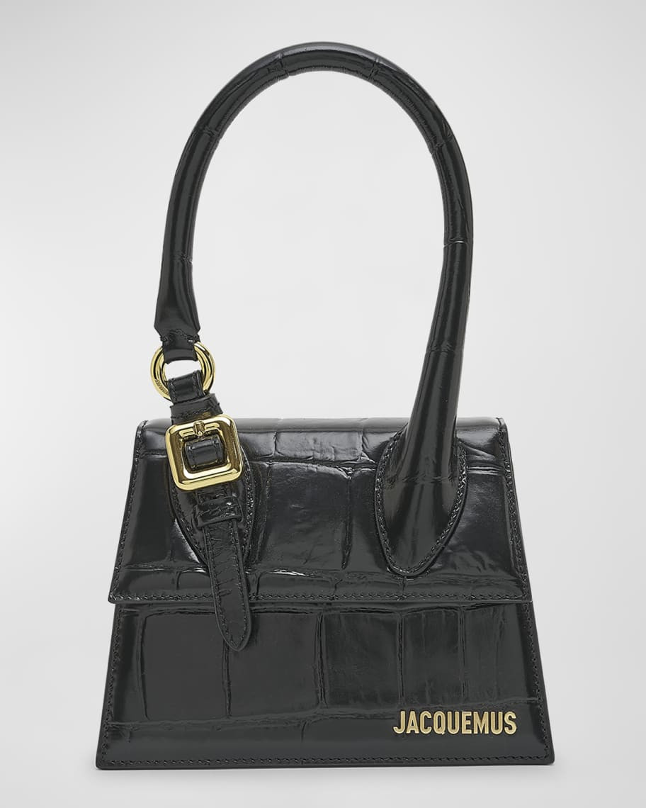 Jacquemus Le Chiquito Moyen Croc-Embossed Top-Handle Bag | Neiman Marcus