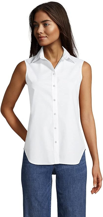 Lands' End Women's Sleeveless No Iron Shirt | Amazon (US)