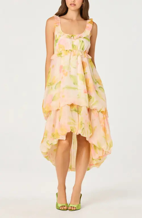 ASTR the Label Serenidy Floral High-Low Dress in Blush Multi Floral at Nordstrom, Size Large | Nordstrom