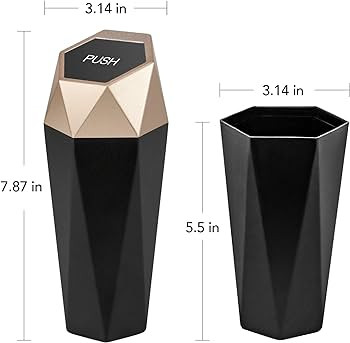 Car Trash Can with Lid, New Car Dustbin Diamond Design, Leakproof Vehicle Trash Bin, Mini Garbage... | Amazon (US)