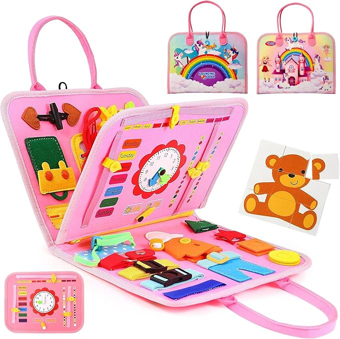 Toddler Busy Board for 1 Year Old + Busy Book for Toddlers 1-3 with 25+ Educational Activities, A... | Amazon (US)