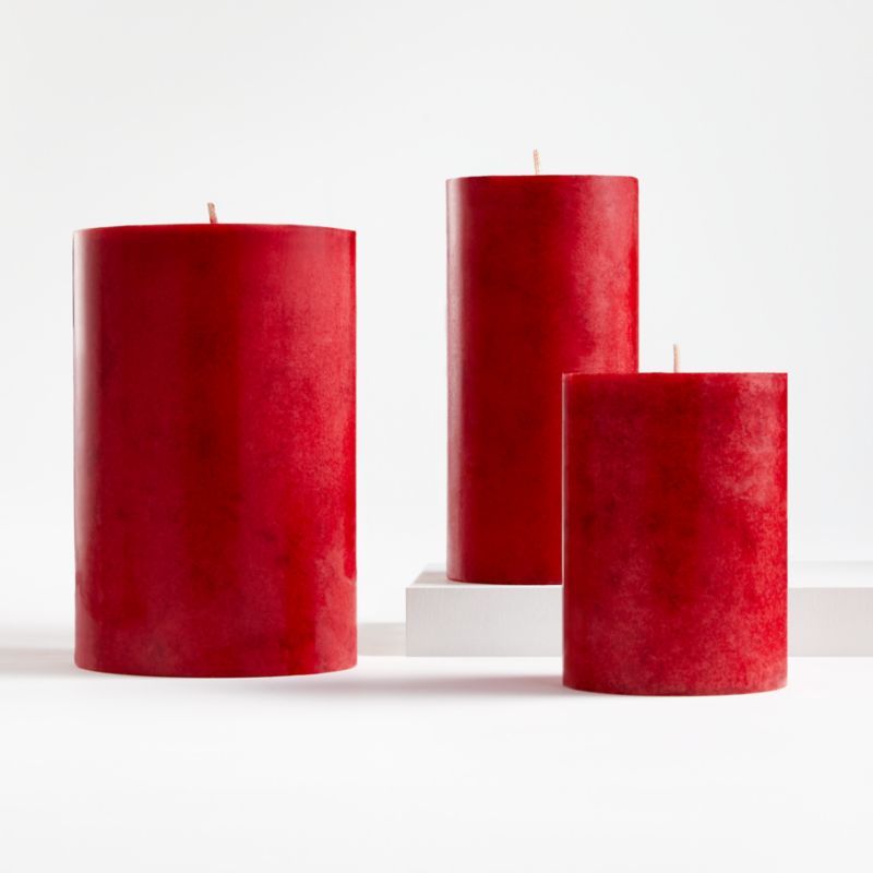 Red Cranberry Scented Pillar Candles | Crate and Barrel | Crate & Barrel