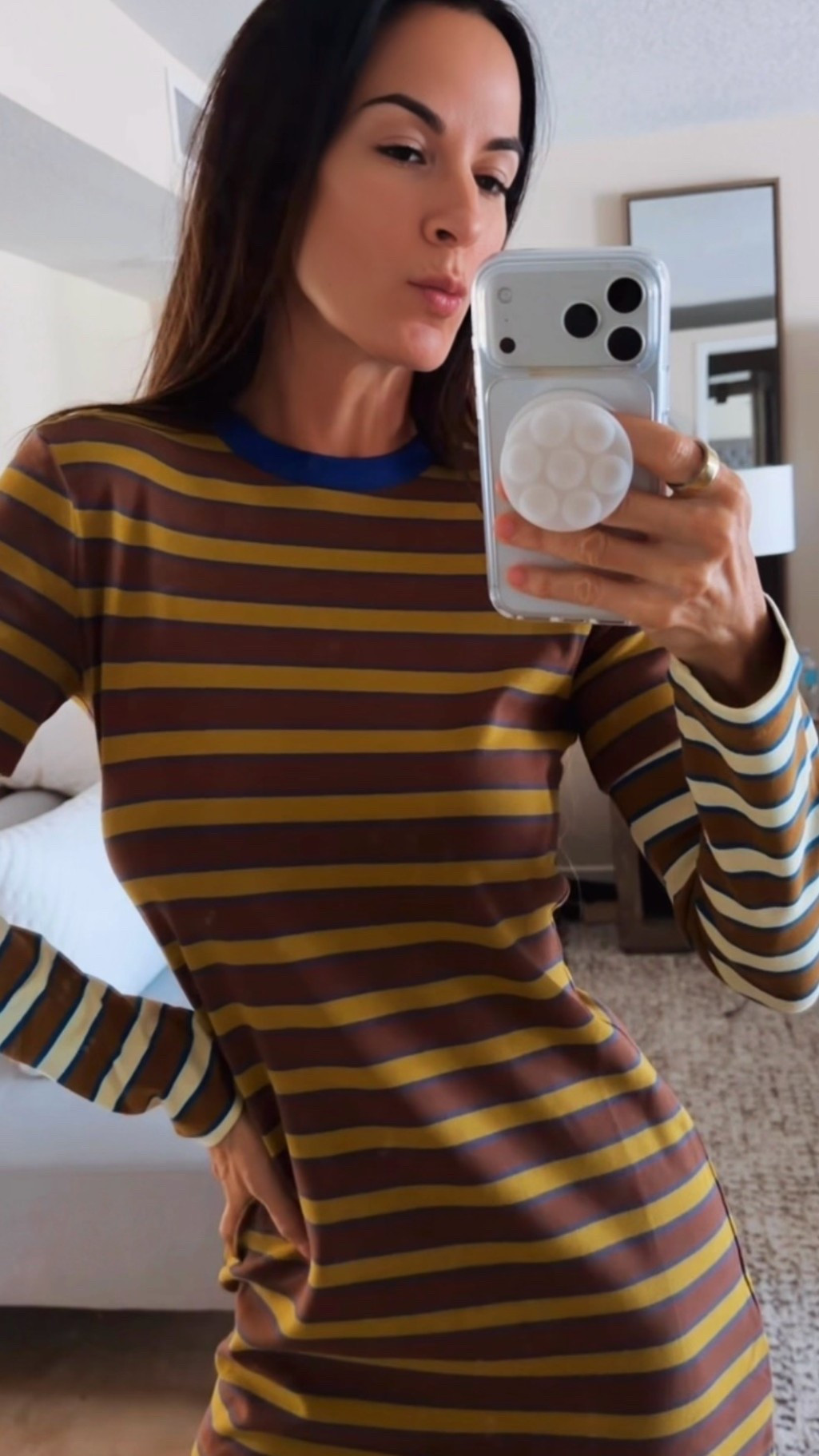 Your favorite T-shirt dress just got the BEST print 🤎💙

She’s comfy, she’s cute, and she makes getting dressed require approximately zero effort—which is exactly the kind of energy I’m bringing into the weekend. 😂

The mixed stripes, contrasting sleeves and little pop of blue trim make this so much more fun than your average throw-on-and-go dress. Just add sneakers, boots or a great loafer and pretend you tried really hard. 😉

Wearing XS

#TShirtDress #CasualStyle #EffortlessStyle #Over40Style #NicoleColeeStyle

#LTKdayinmylife #LTKgrwm #LTKootd