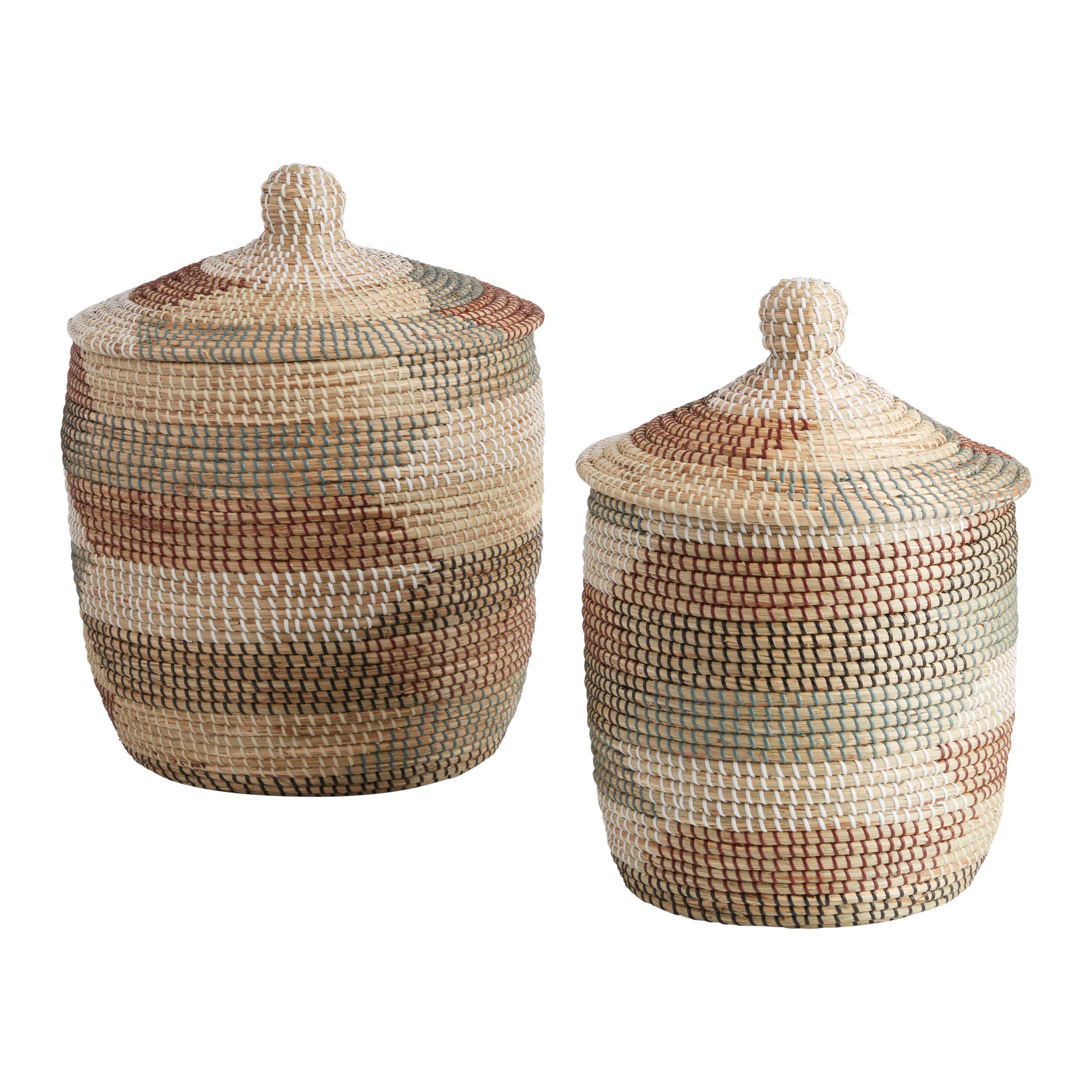 Arabella Multicolor Seagrass Basket with Lid | World Market