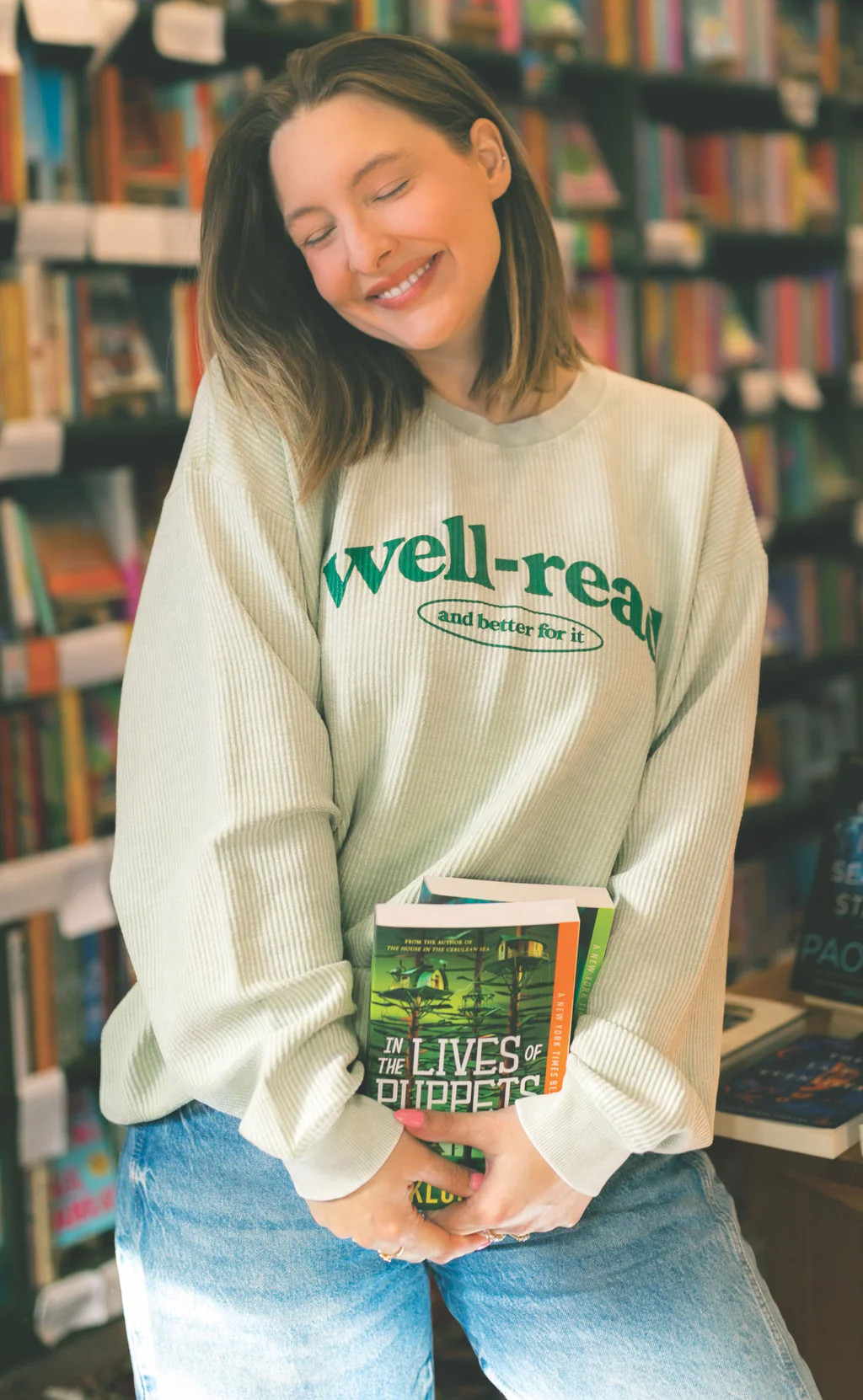 friday + saturday x jo johnson overby: well read corded sweatshirt | RIFFRAFF