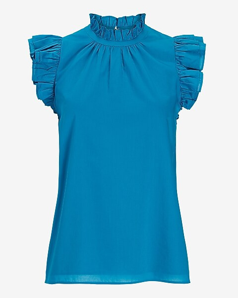 Ruffle Mock Neck Top | Express