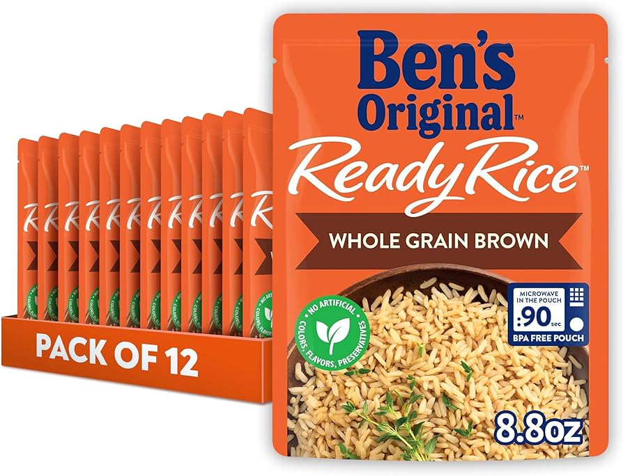 BEN'S ORIGINAL Ready Rice Whole Grain Brown Rice, Easy Dinner Side, 8.8 OZ Pouch (Pack of 12) | Amazon (US)