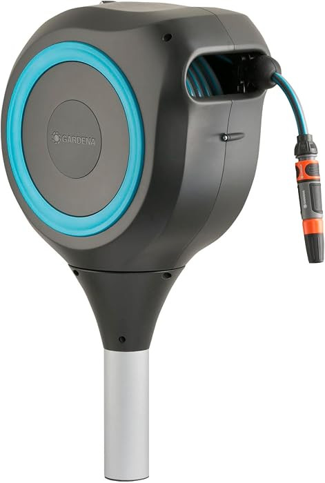 GARDENA Automatic Retractable Garden Hose Reel - 66 Feet - 360 Degree Swivel Outdoor Hose Reel wi... | Amazon (US)