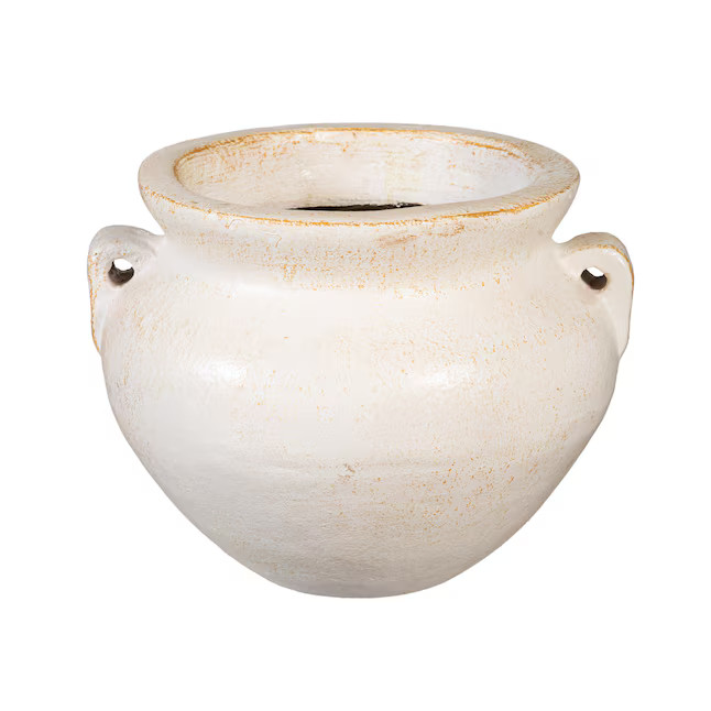 Style Selections Urn 12.5-in W x 12.5-in L White Clay Indoor/Outdoor Planter | Lowe's