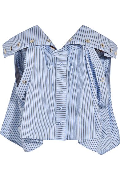 Y/PROJECT - Off-the-shoulder Striped Cotton-poplin Bustier Top - Light blue | NET-A-PORTER (UK & EU)