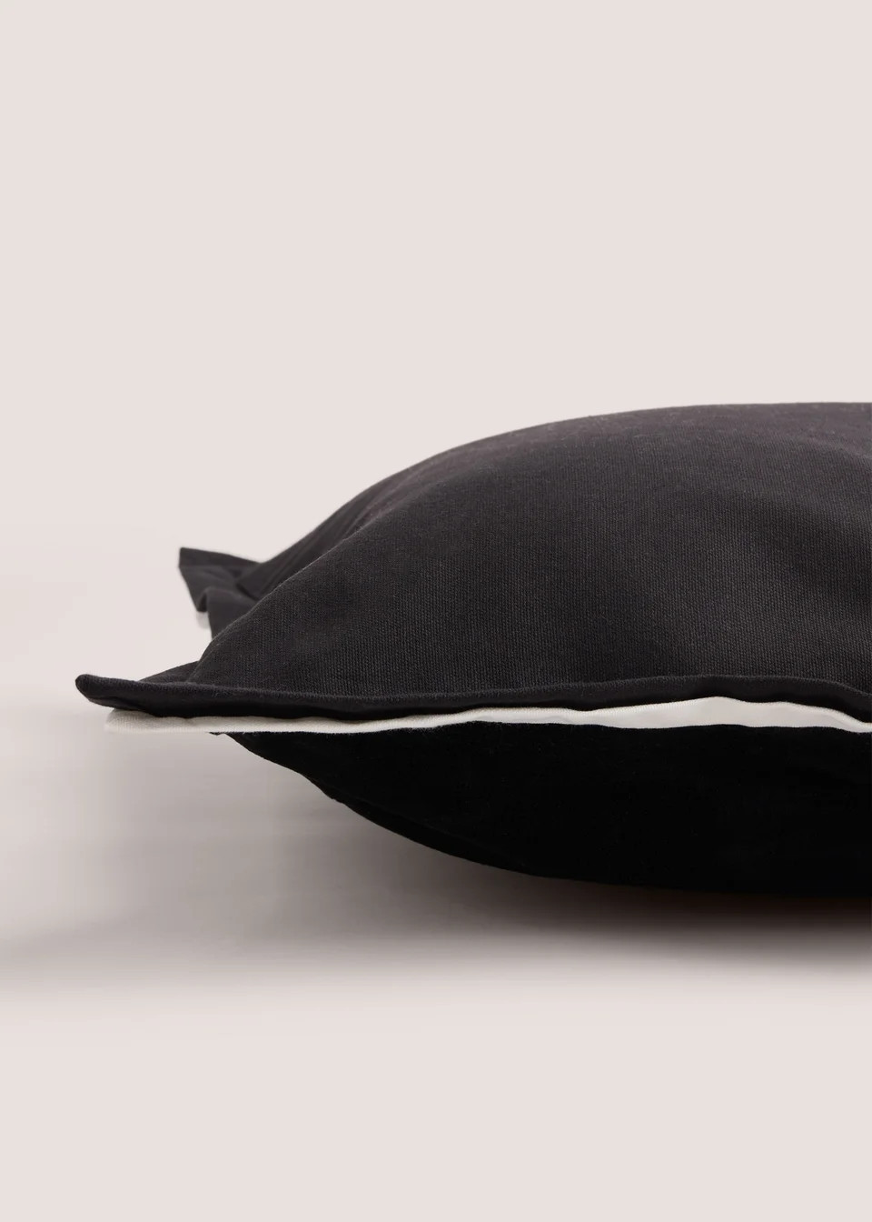 Black Contrast Edge Velvet Cushion | Matalan (UK)
