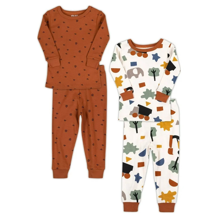 Little Star Organic Baby & Toddler Boy 4 Pc Long Sleeve & Long Pant Pajamas, Size 9 Months - 5T | Walmart (US)